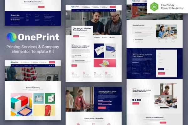 OnePrint printing services Elementor template kit cover image