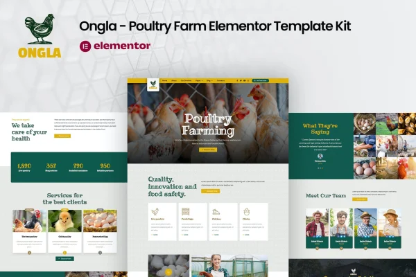 Ongla poultry farm Elementor template kit preview