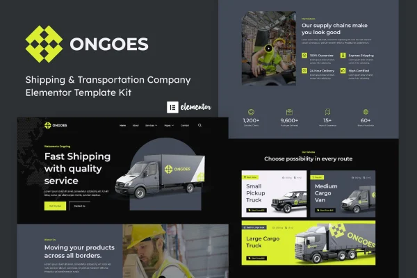 Ongoes shipping and transport Elementor template kit preview
