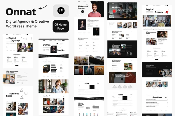Onnat digital agency and creative WordPress theme cover image