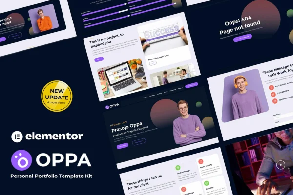 Oppa personal portfolio Elementor template kit cover image