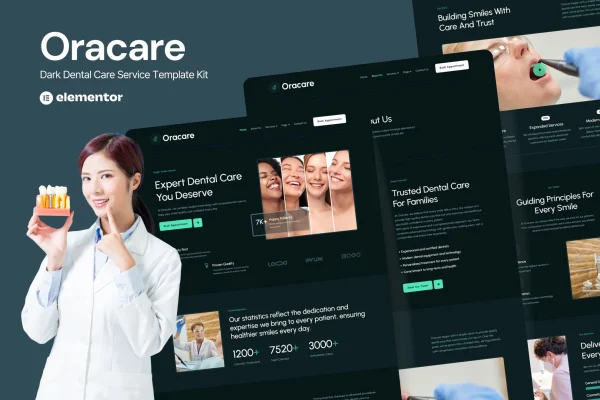 Oracare dental care Elementor template kit preview