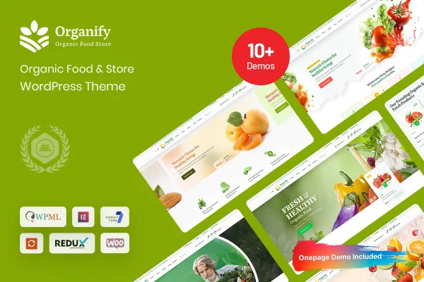 Organify organic food products WordPress theme preview