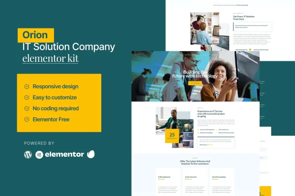 Orion IT solution and service Elementor template kit preview