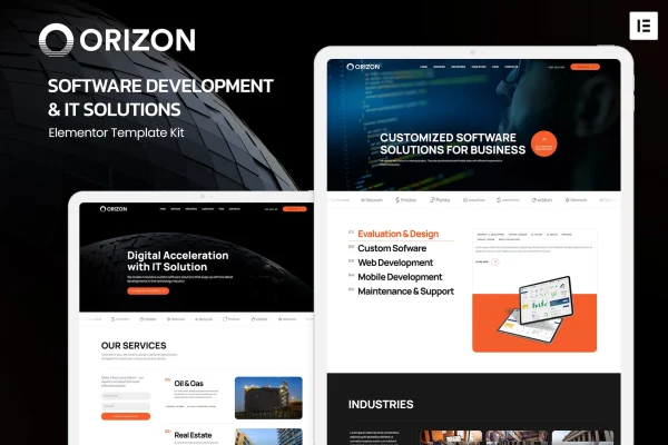Orizon software development and IT solutions Elementor template kit preview