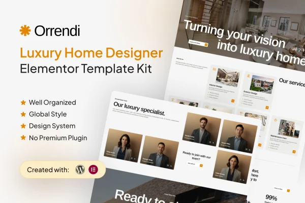 Orrendi luxury home designer Elementor template kit preview