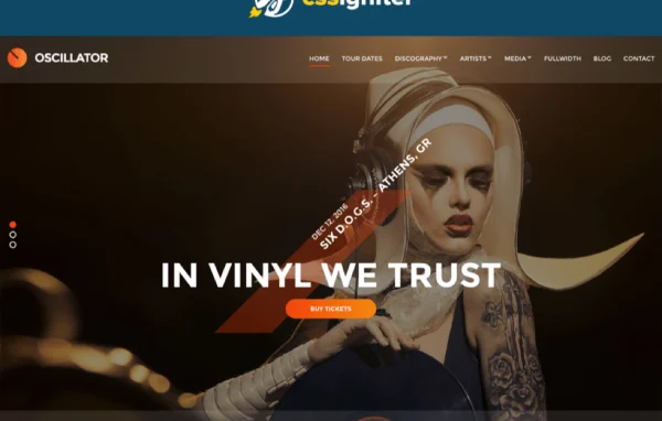 Oscillator music and DJ WordPress theme preview