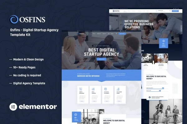 Osfins digital startup agency Elementor template kit preview