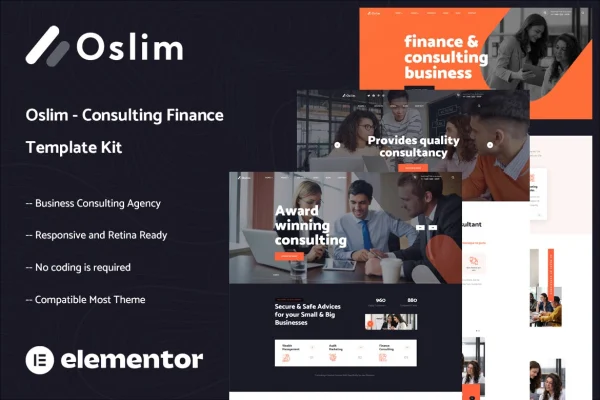 Oslim consulting and finance Elementor template kit preview