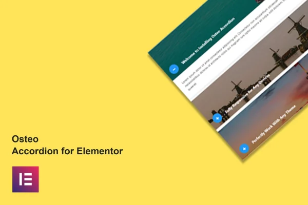 Osteo Accordion for Elementor plugin banner showing accordion style examples