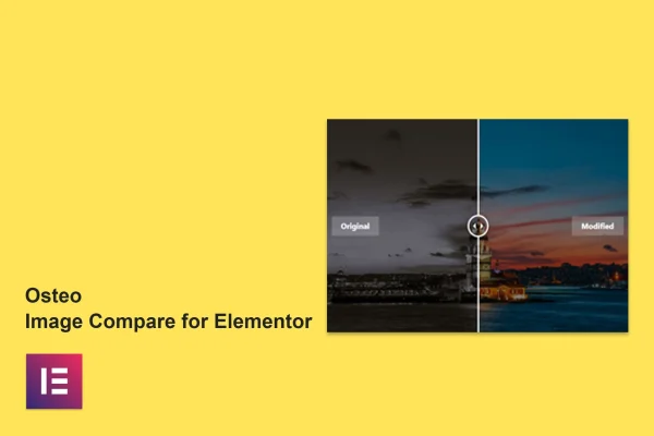 Osteo Image Compare for Elementor plugin banner with before and after image slider