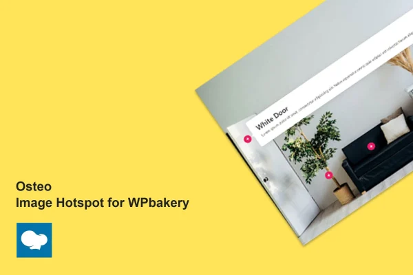 Osteo Image Hotspot for WPbakery plugin banner showing an image with clickable hotspot pointers