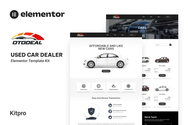 Otodeal used car dealer Elementor template kit preview