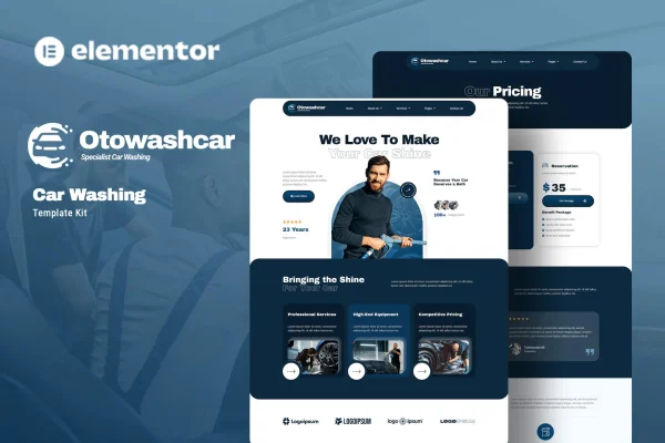 Otowashcar car washing Elementor template kit cover image