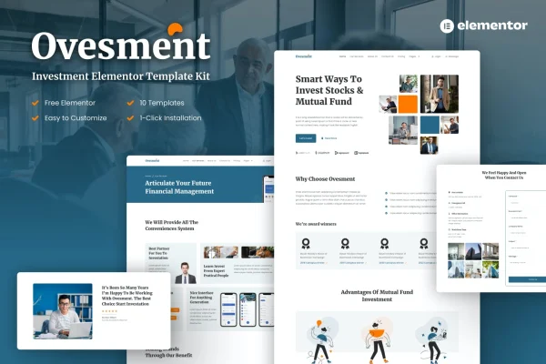 Ovesment investment and finance Elementor template kit preview