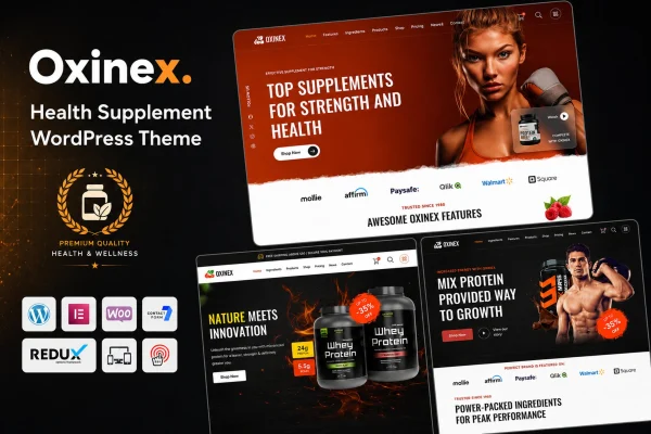 Oxinex health supplement WordPress theme preview