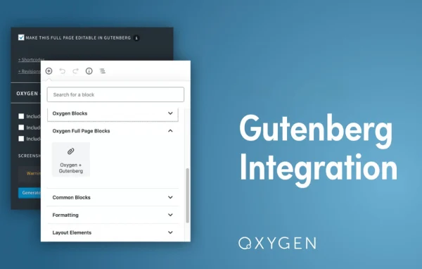 Oxygen Gutenberg Integration plugin banner