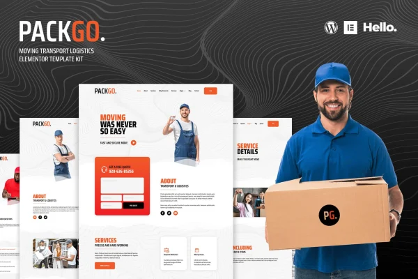 PackGo moving and transport logistics Elementor template kit preview