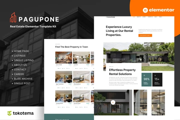 Pagupone real estate agency Elementor template kit cover image