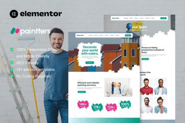 Paintters painting service Elementor template kit preview