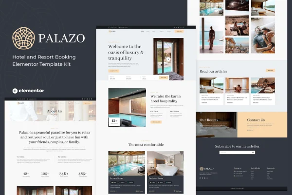 Palazo hotel and resort Elementor template kit cover image