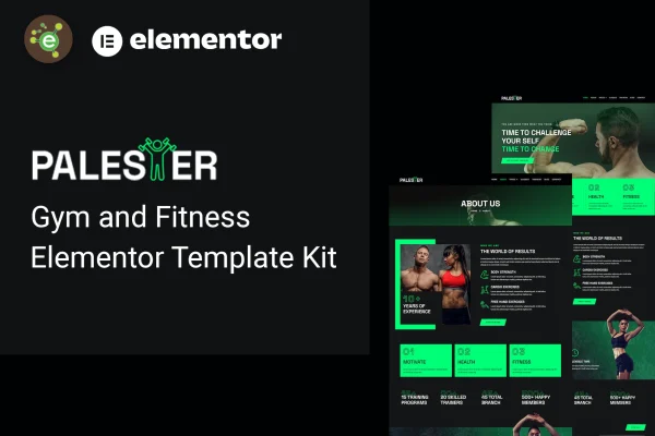 Palester gym and fitness Elementor template kit cover image