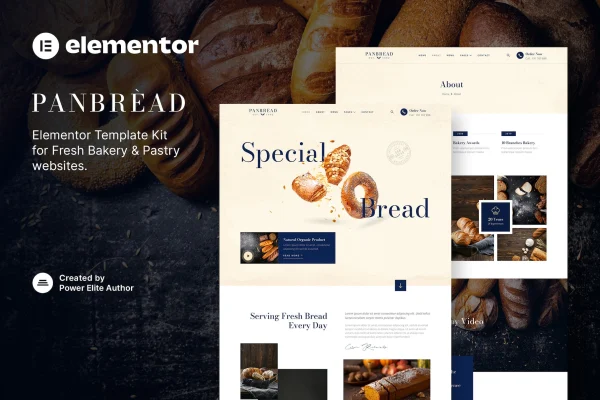 Panbread bakery and pastry Elementor template kit preview