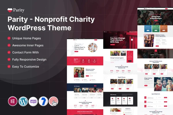 Parity nonprofit charity WordPress theme preview