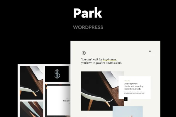 Park creative portfolio WordPress theme cover image with minimal image layout