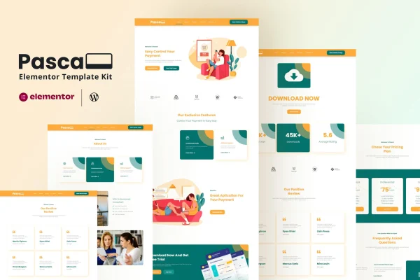 Pascal payment app business Elementor template kit cover image