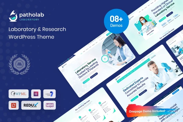 Patholab laboratory and science research WordPress theme preview