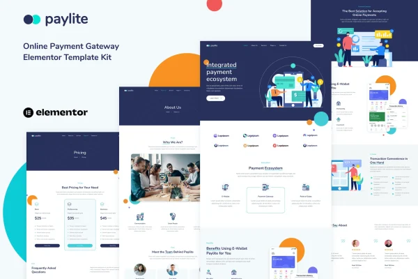 Paylite online payment gateway Elementor template kit preview