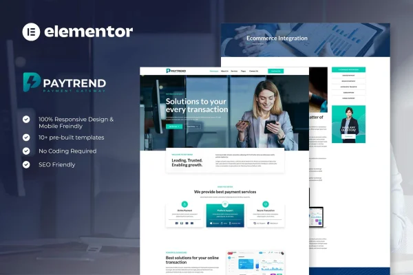 Paytrend online payment gateway Elementor template kit cover