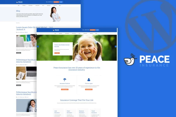Peace insurance agency WordPress theme preview