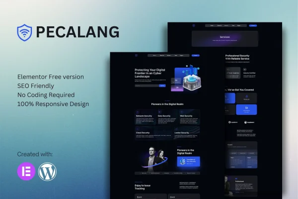 Pecalang cyber security services Elementor template kit preview