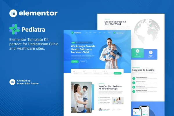 Pediatra pediatrician clinic Elementor template kit preview