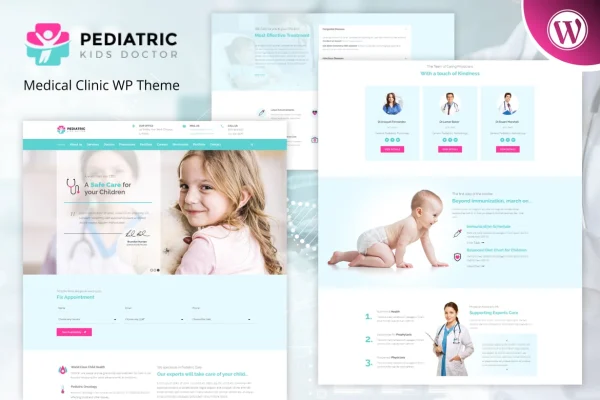 Pediatric medical clinic WordPress theme preview