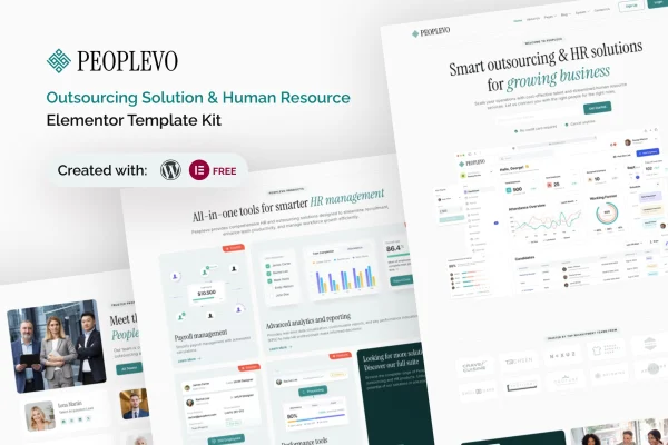 Peoplevo Elementor template kit preview for HR and outsourcing websites