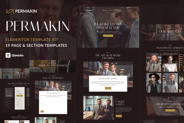 Permakin tailor and clothing alteration Elementor template kit preview