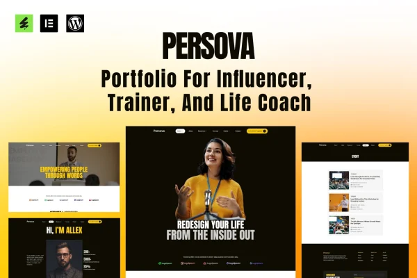 Persova influencer portfolio Elementor template kit preview