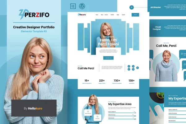 Perzifo creative designer portfolio Elementor template kit preview
