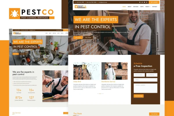 Pestco pest control Elementor template kit preview