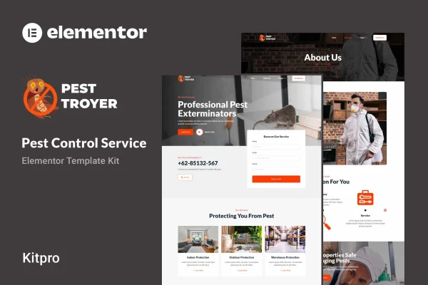 Pestroyer pest control service Elementor template kit preview