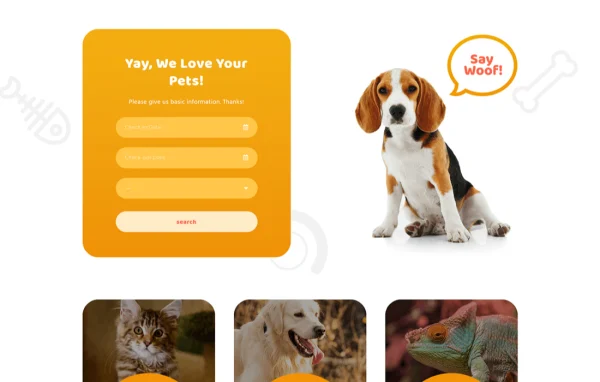 Petotel pet hotel WordPress theme preview showing a pet boarding website layout