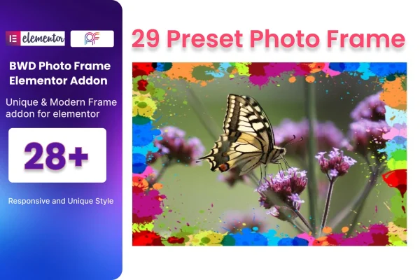 Photo Frame addon for Elementor banner with sample framed photos