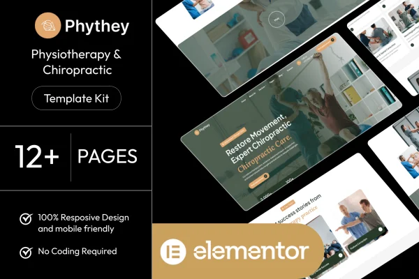 Phythey physiotherapy and chiropractic Elementor template kit preview