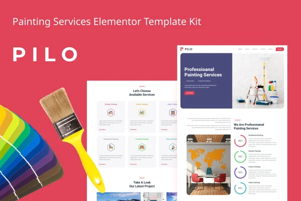 Pilo painting services Elementor template kit preview