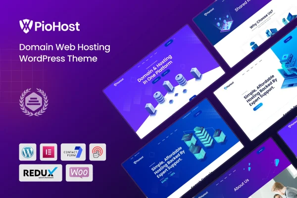 Piohost web hosting and domain WordPress theme cover image