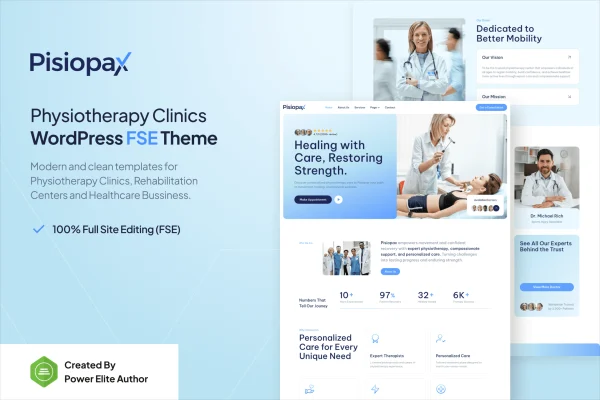 Pisiopax physiotherapy clinic WordPress theme preview