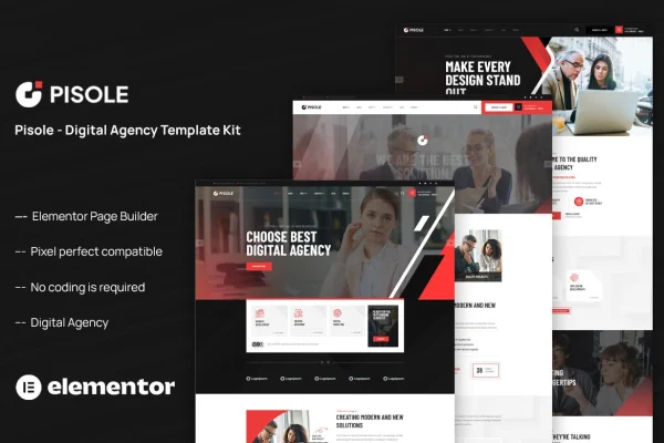 Pisole digital agency Elementor template kit cover image